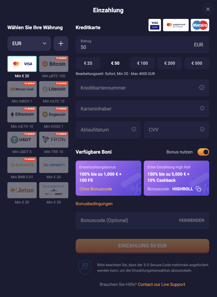 Retro Bet Casino Auszahlungsmethoden